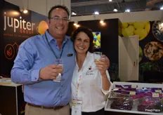 Mark Tweddle from Jupiter Marketing with Nomi Karnel-Padan from Grapa Varieties enjoying a drink at the end of a busy day.